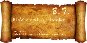 Blázsovits Tivadar névjegykártya